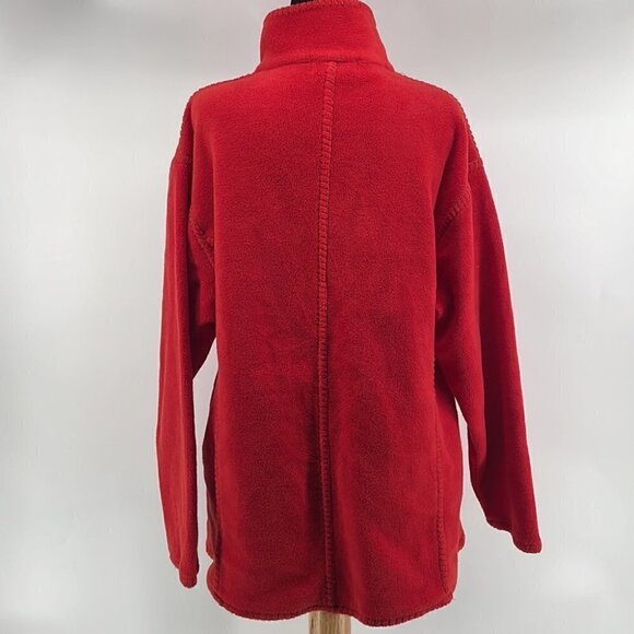euro Joy fuzzy fleece Shacket button up unique stitches orange fall cozy sz lg - Picture 4 of 9
